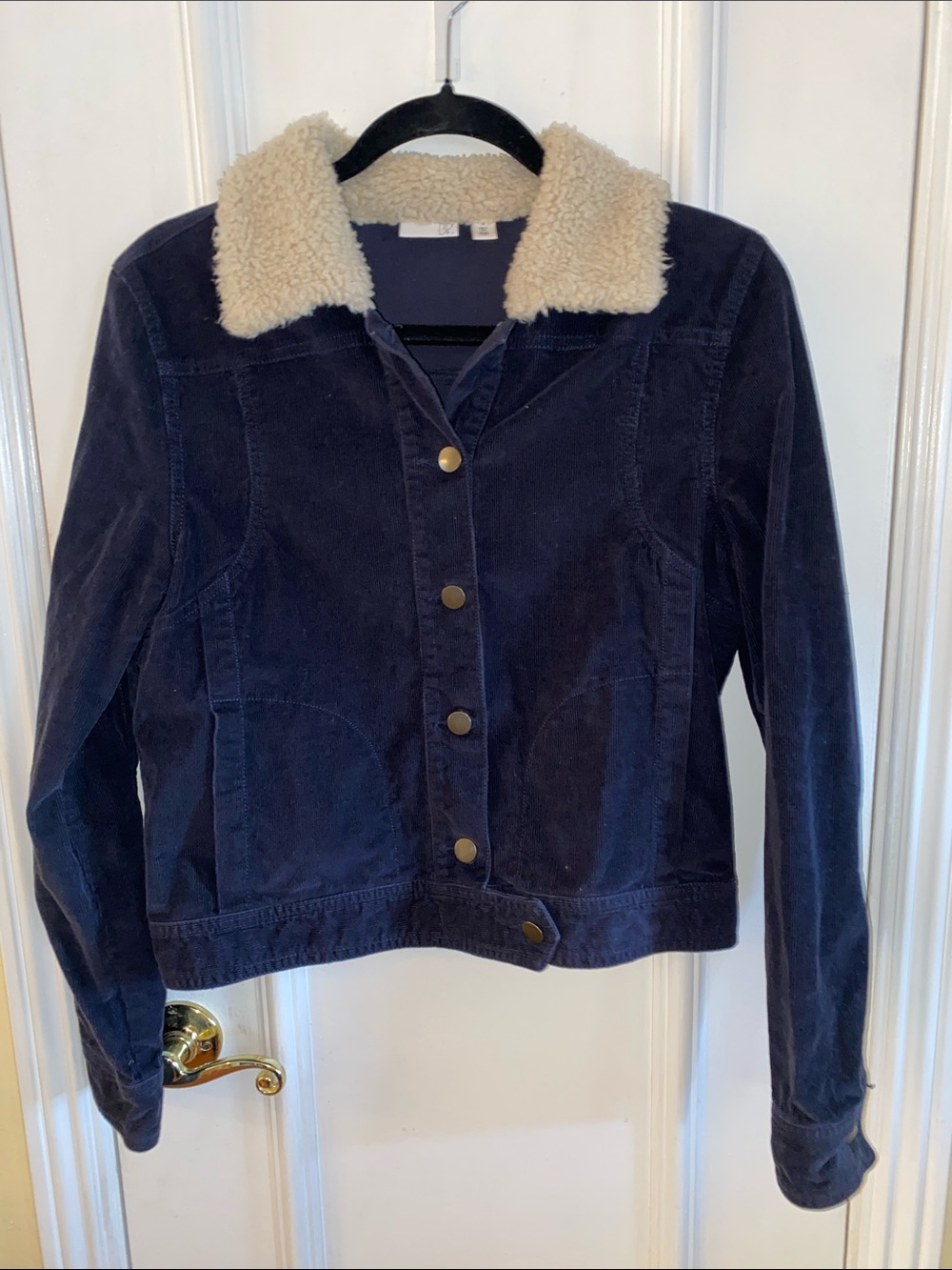bp Navy Corduroy Jacket with Cream Sherpa Collar size M